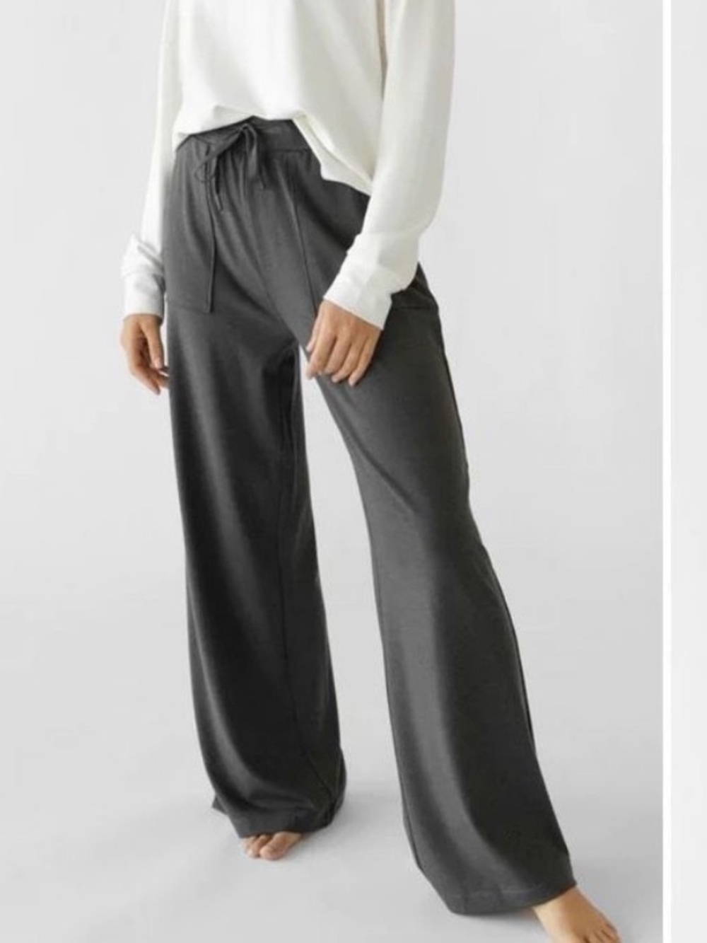 Cozy Earth Womens Bamboo Ultra Soft Wide Leg Patch Pocket Pants In Gray Size XL